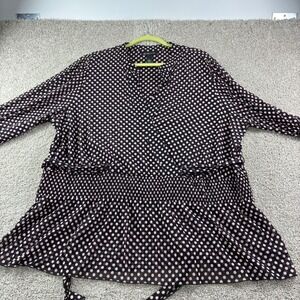 INC International Concepts Black Pink Polka Dot Sheer‎ Blouse Top Plus Size 3X